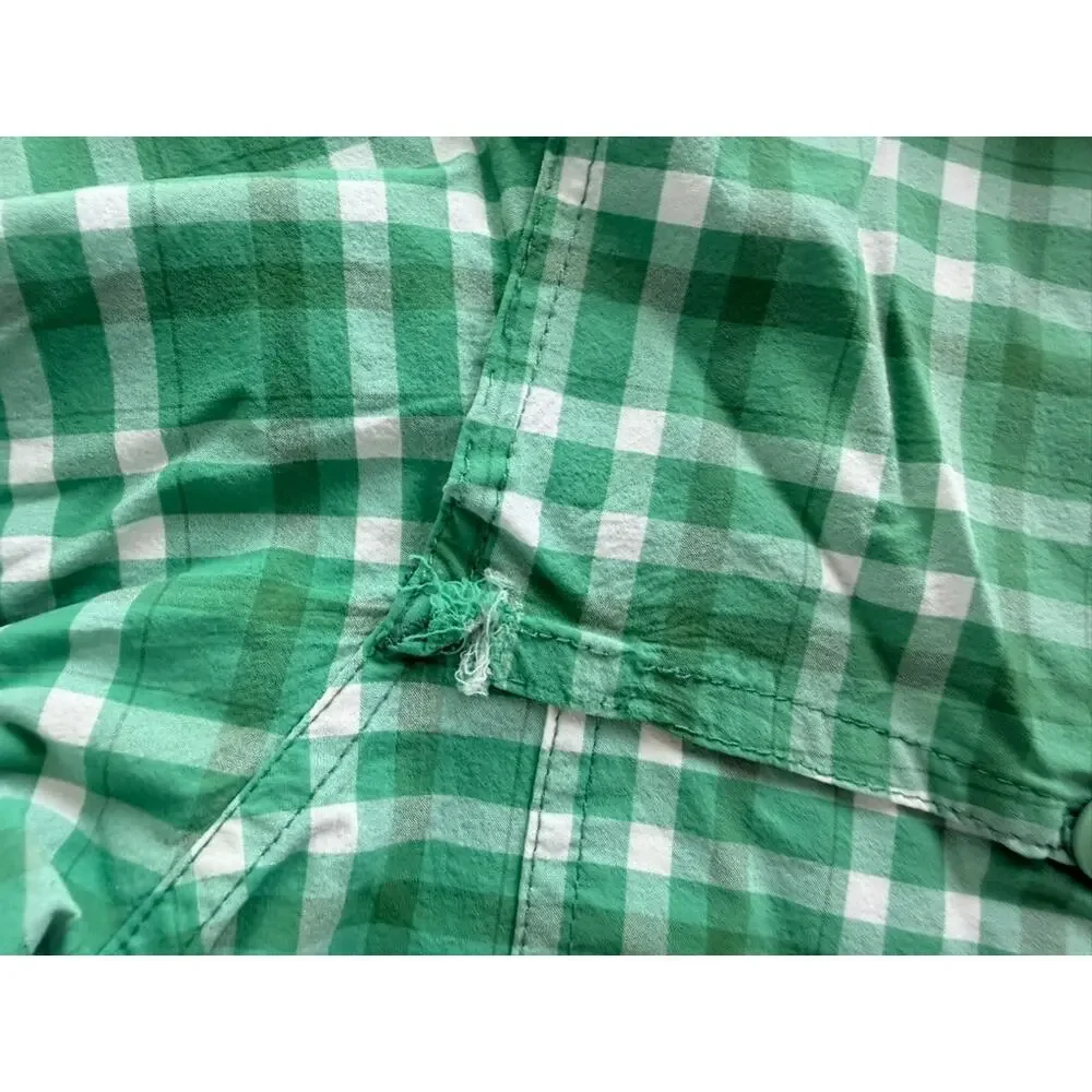 Mountain Khakis Plaid Green White Tech Long Sleeve Shirt Medium Button Up